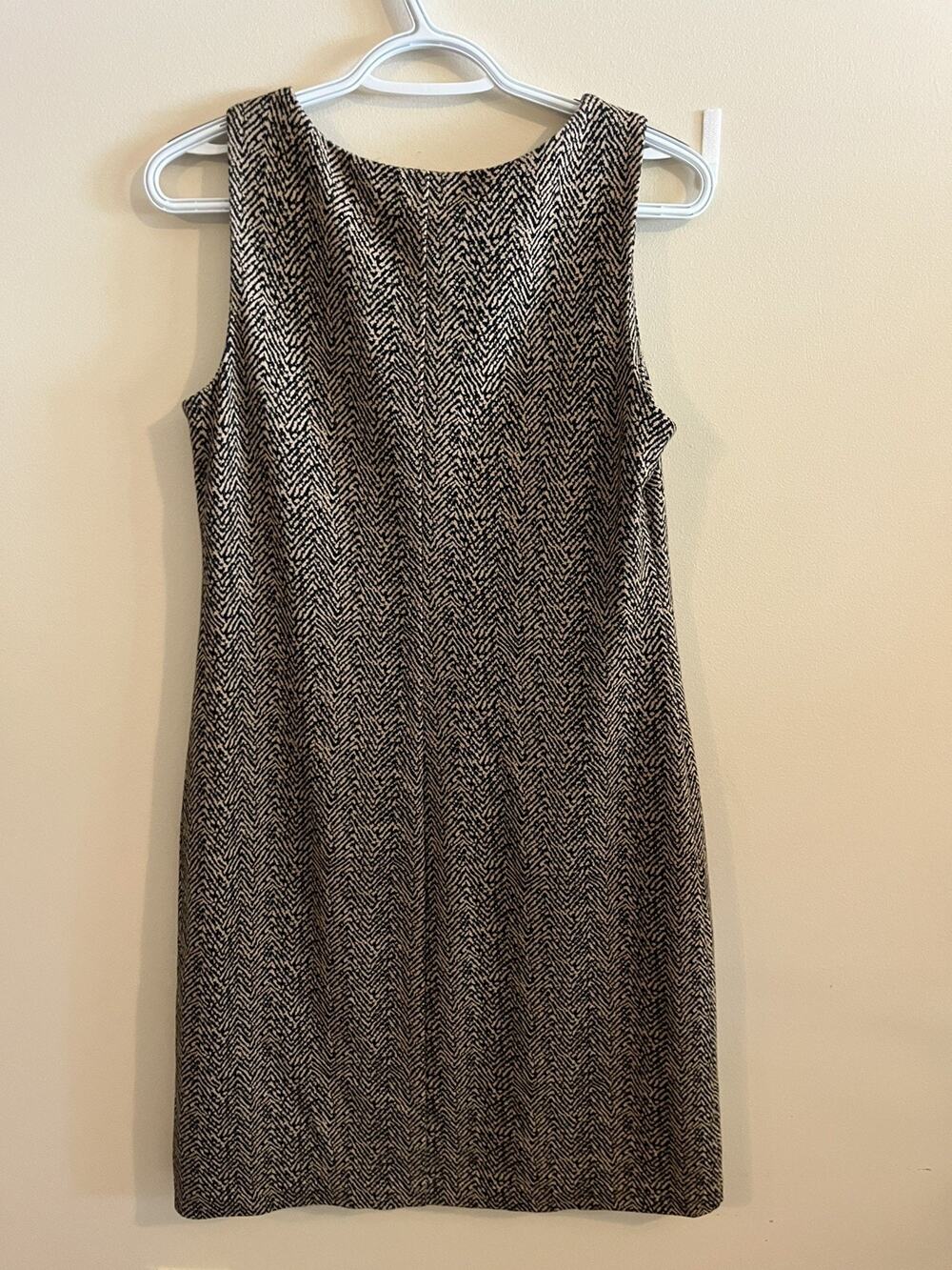 Talbots Petite Shift Dress Brown Black Geometric Size Small SP